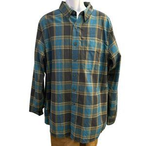 Duluth Untucked Men's Alaskan Hard Gear Green Plaid Shirt Size XL Tall Slim Fit